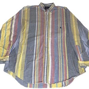 Vintage 90s Polo Ralph Lauren Vertical Stripe Button Down 
The Big Shirt